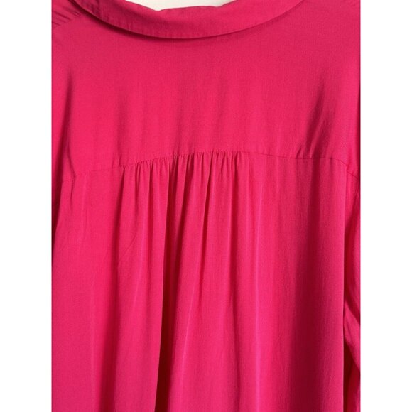 Chico’s Womens Button Down Top Size 20/22 Vibrant Hot Pink Long Sleeves - Picture 7 of 11